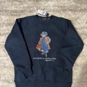 Ralph Lauren Navy Crewneck with Bear Motif